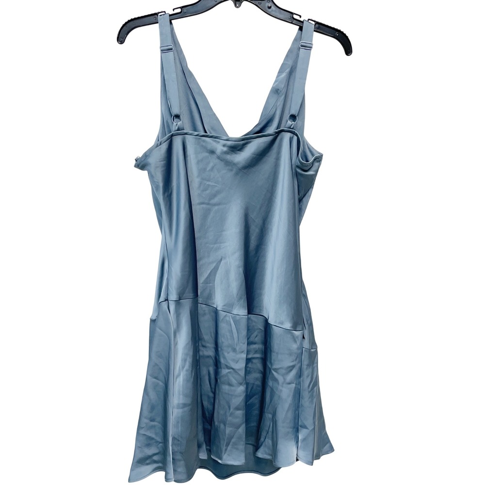 Wild Fable Women's Blue Satin Cowl Neck Mini Sleeveless Slip Dress Size XL - Picture 3 of 6